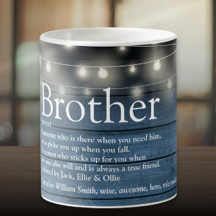Broer definitie blauwe rustieke houten slingerlich koffiemok