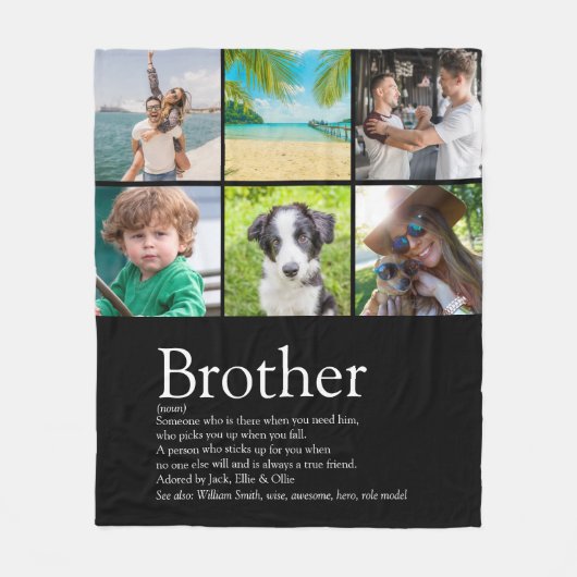 Broer Definitie Cool Plezierige Fotocollage Fleece Deken (Voorkant)