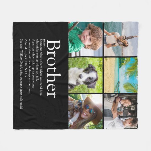 Broer Definitie Cool Plezierige Fotocollage Fleece Deken (Voorkant (Horizontaal))