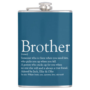 Broer definitie spreuk leuk blauw heupfles