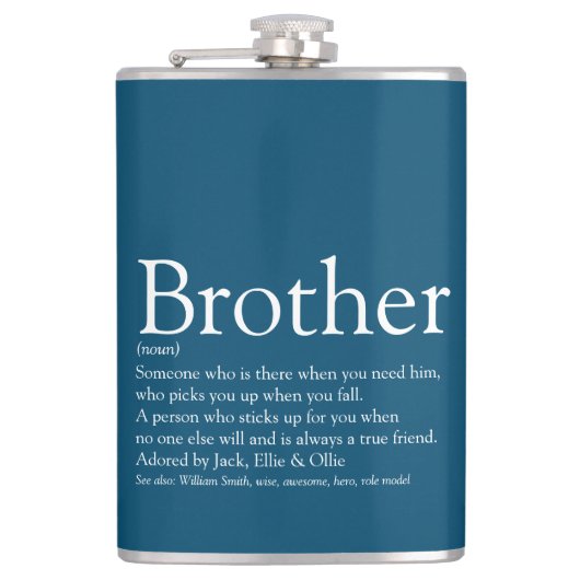 Broer definitie spreuk leuk blauw heupfles (Voorkant)