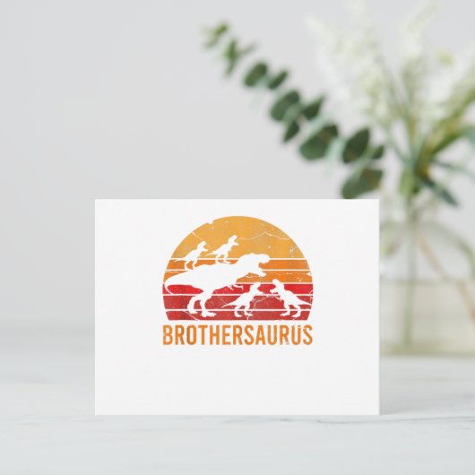 Broer Dinosaurus 5 Kinderen Grappig Groot Klein Ge Briefkaart (Staand voorkant)