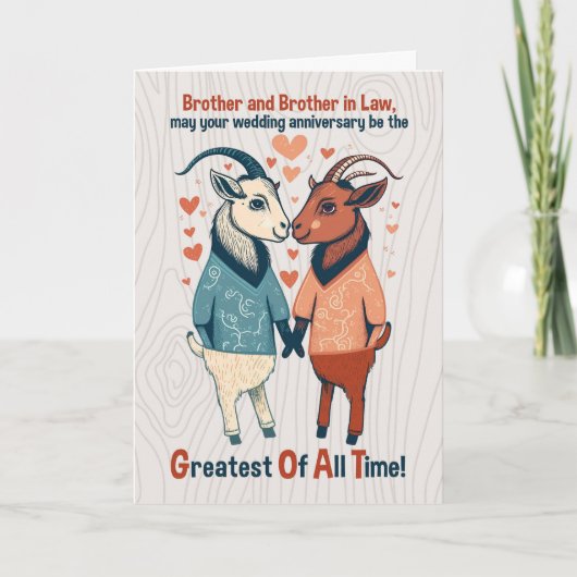 Broer en echtgenoot Goats Gay Wedding Jubileum Kaart (Voorkant)