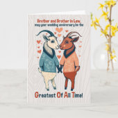 Broer en echtgenoot Goats Gay Wedding Jubileum Kaart (Gele Bloem)