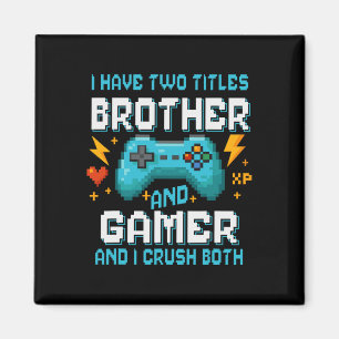 Broer en Gamer Pixel Console Videogame Speler G Magneet