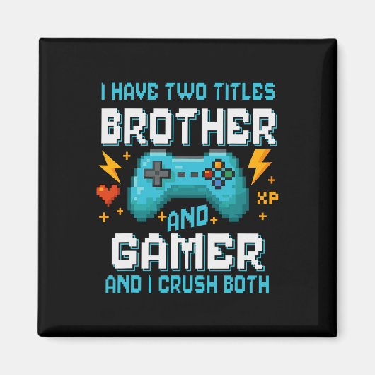 Broer en Gamer Pixel Console Videogame Speler G Magneet (Voorkant)