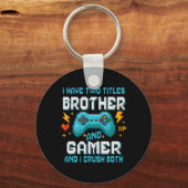 Broer en Gamer Pixel Console Videogame Speler G Sleutelhanger (Voorkant)