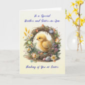 Broer en schoonzus Paaskuiken Grapevine Kaart (Gele Bloem)