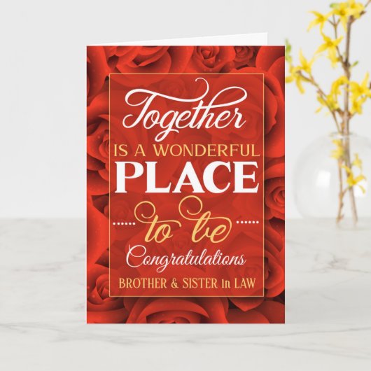 Broer en vrouw Gefeliciteerd Red Roses Kaart (Gele Bloem)