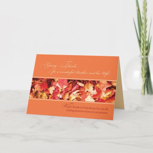 Broer en zijn vrouw Thanksgiving Religious, Vertre Feestdagen Kaart (Voorkant)