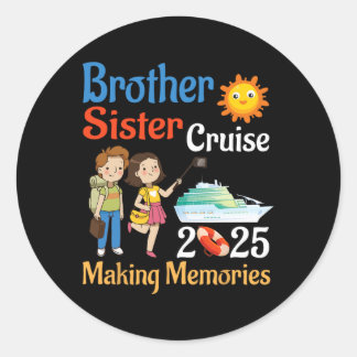 Broer en zus cruise 2025 trip het maken van herinn ronde sticker