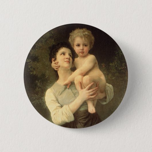 Broer en Zus door William Adolphe Bouguereau Ronde Button 5,7 Cm (Voorkant)