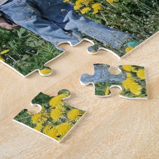 Broer en zus in de zomerdag. legpuzzel (Zijkant)