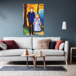 Broer en zus in het bos   AI Art Poster