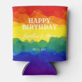 Broer en zus kleurrijke regenboog gezamenlijke ver blikjeskoeler