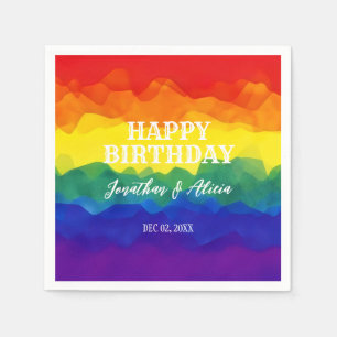 Broer en zus kleurrijke regenboog gezamenlijke ver servet