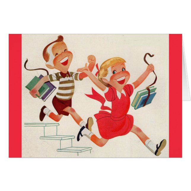 broer en zus op weg naar school (Voorkant Horizontaal)