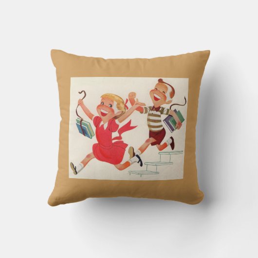 broer en zus op weg naar school kussen (Achterkant)