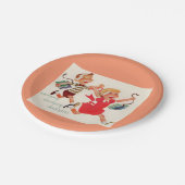 broer en zus op weg naar school papieren bordje (Gekanteld)