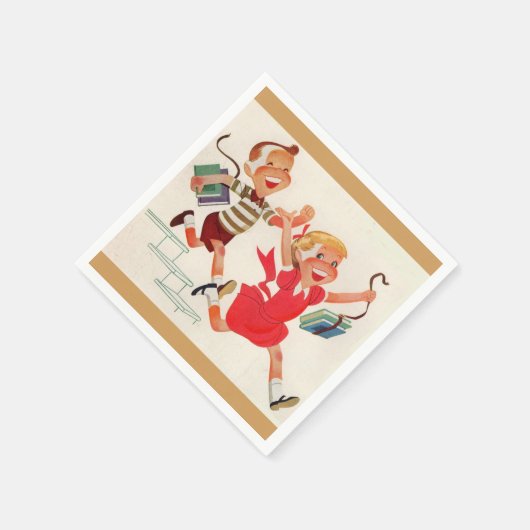 broer en zus op weg naar school servet (Hoek)