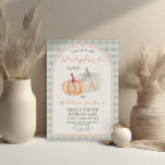 Broer en zus Pumpkin Patch Gingham Verjaardag Kaart<br><div class="desc">Herfst Brother & Sister Pumpkin Patch Verjaardagsuitnodiging Elegant sinaasappel en salie groen Pumpkin Gingham feest herfst uitnodiging</div>