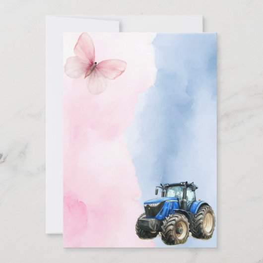 Broer en zus vlinder en tractor gezamenlijke verja kaart (Achterkant)