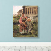 Broer en zuster, 1880 canvas afdruk (Insitu (Houten vloer))