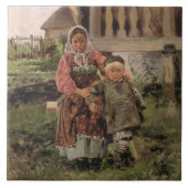 Broer en zuster, 1880 tegeltje (Voorkant)