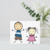 Broer en zuster briefkaart (Staand voorkant)