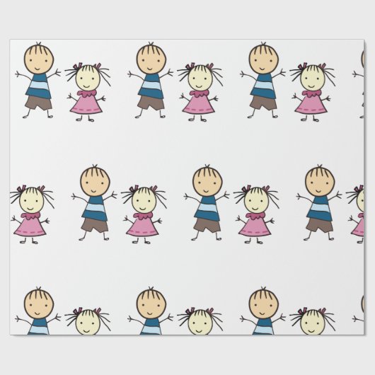 Broer en zuster cadeaupapier (Vlak)