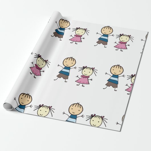 Broer en zuster cadeaupapier (Uitgerold)