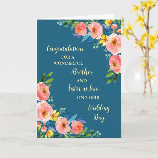 Broer en Zuster in de Wet Bruiloft Gefeliciteerd Kaart (Gele Bloem)