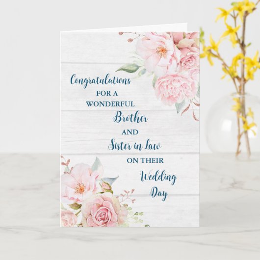 Broer en Zuster in de Wet Gefeliciteerd Kaart (Gele Bloem)