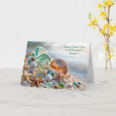 Broer Fijne Vaderdag met Strandschelpen Kaart (Gele Bloem)