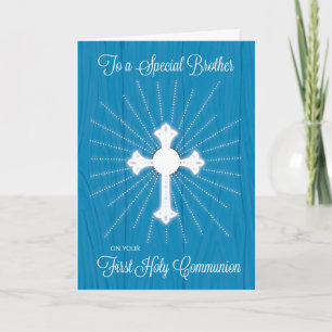 Broer First Community Cross and Rays on Blue Kaart