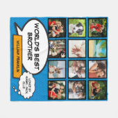 Broer Fotocollage Modern Cool Leuk Strips Blauw Fleece Deken (Voorkant (Horizontaal))