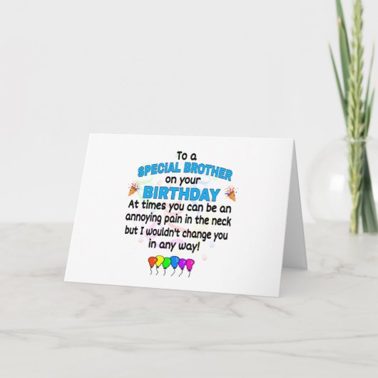 Broer Funny Birthday Card Kaart (Voorkant)