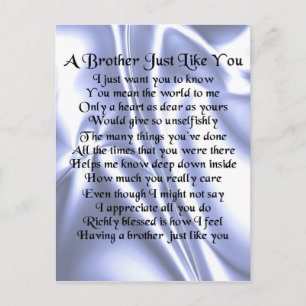Broer gedicht - Blauwe zijde Briefkaart