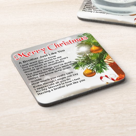 Broer gedicht - kerstontwerp drankjes onderzetter (Linkerzijde)