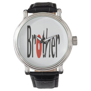"Broer" gedrukt op gezicht van Horloge