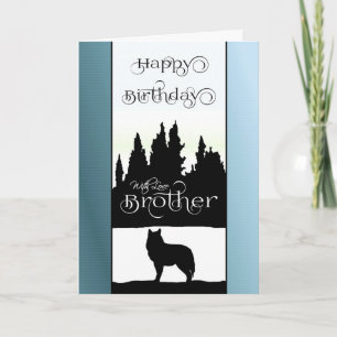 Broer Gelukkige Verjaardag - Wolf Silhouette / Nat Kaart