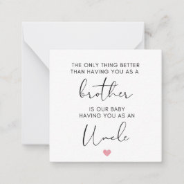 Broer gepromoveerd tot oom, zwangerschap onthullen notitiekaartje