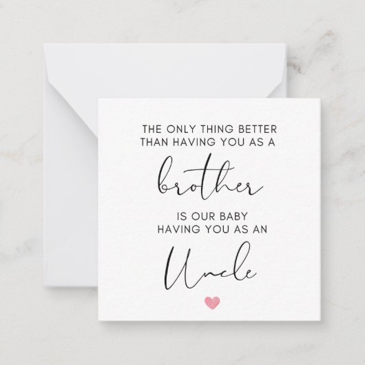 Broer gepromoveerd tot oom, zwangerschap onthullen notitiekaartje (Voorkant)