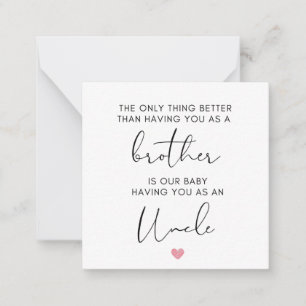 Broer gepromoveerd tot oom, zwangerschap onthullen notitiekaartje