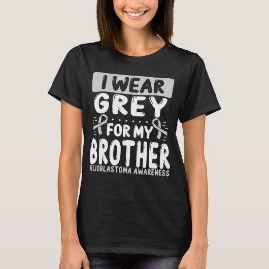 Broer Gray Ribbon Twin Glioblastoma Bewustheid T-shirt (Voorkant)