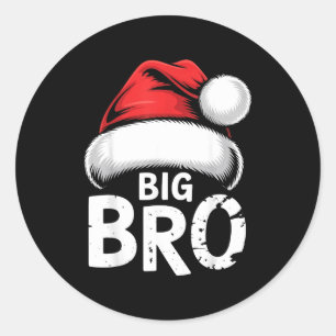 Broer Grote Kerstman Familie Matching Pyjama Ronde Sticker