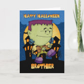 broer Halloween kaart met frankie het stampen (Voorkant)