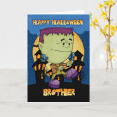 broer Halloween kaart met frankie het stampen (Gele Bloem)