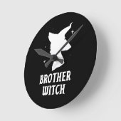 Broer heks grappig spooky matching halloween ronde klok (Hoek)