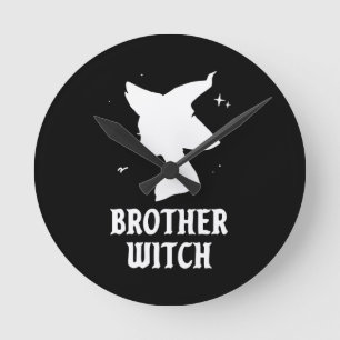 Broer heks grappig spooky matching halloween ronde klok